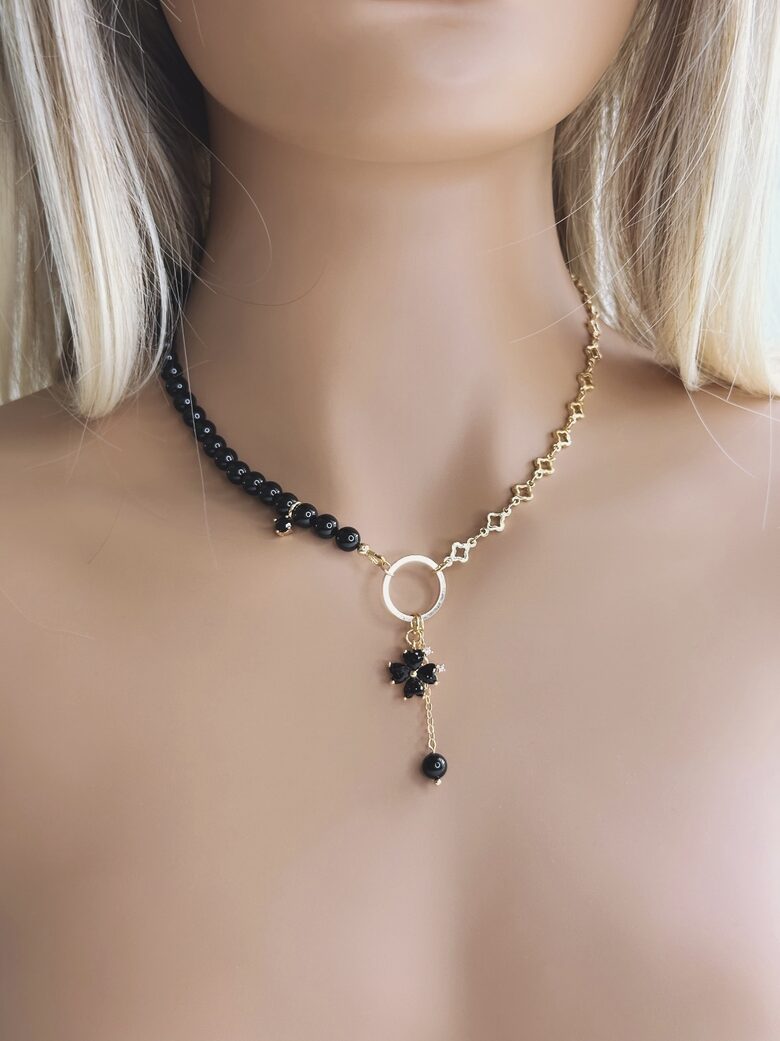 Swarovski pērļu kaklarota Melna