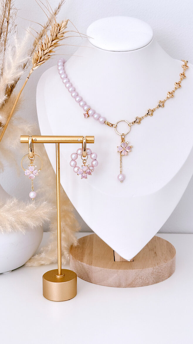 Komplekts Swarovski Pūderrozā ar Četlapas kuloniem