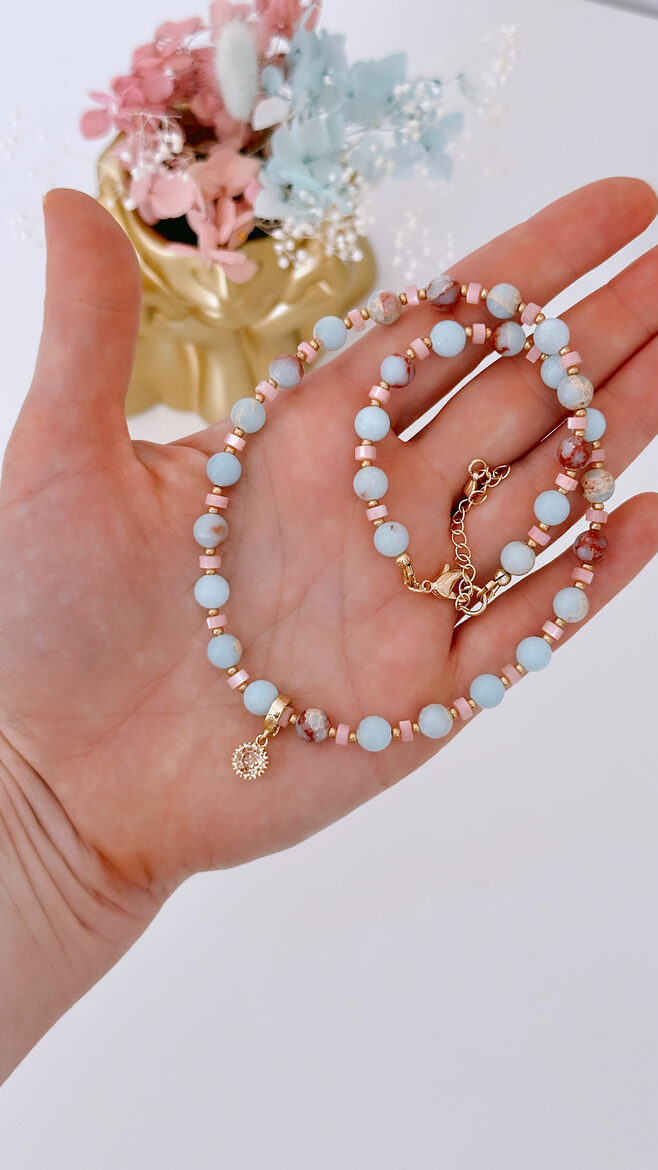 Čokeris Okeāna Jaspis ar cirkona kulonu