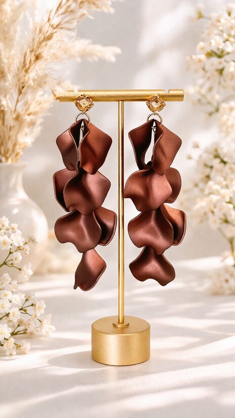 Brūni ziedu lapu auskari