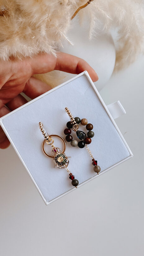 Auskari Jaspis ar Skarabeja  kulonu