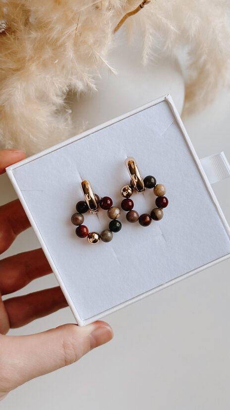 Auskari ar Okeāna Jaspis akmens riņķiem