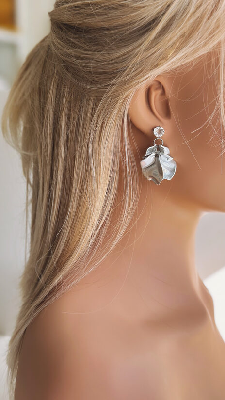 Ziedu lapu auskari mini Sudraba