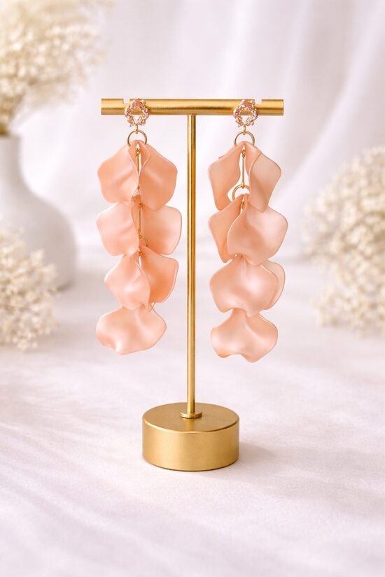 Persiku ziedu lapu auskari