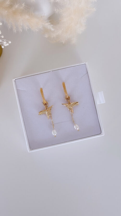 Auskari "Kolibri ar pērli" zelta