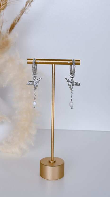 Auskari "Kolibri ar pērli" sudraba