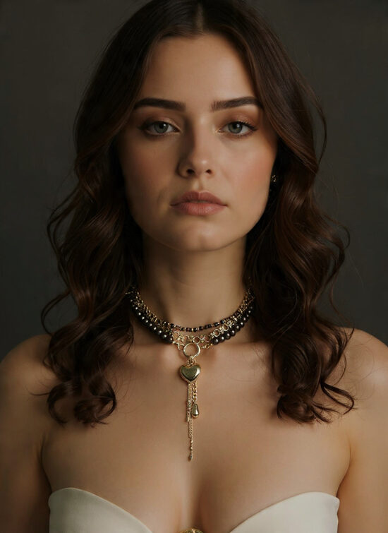 3 virteņu komplekts ar sirds kulonu.