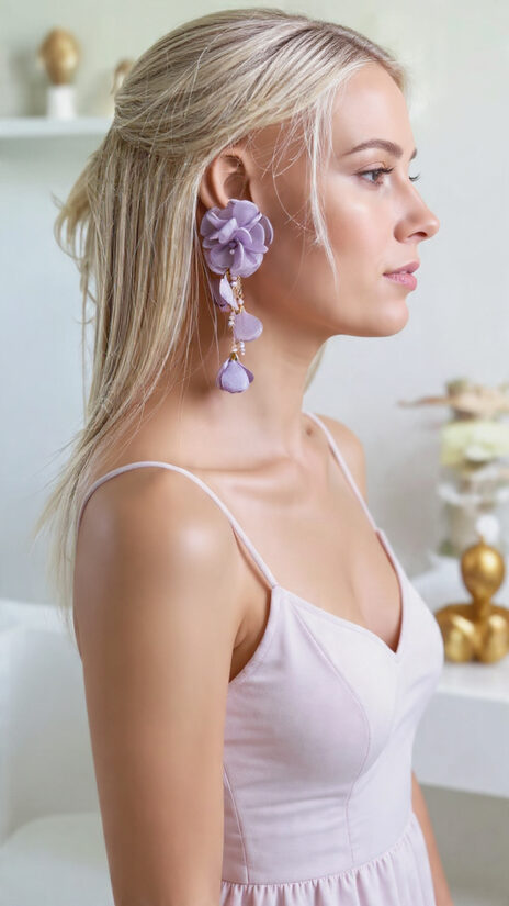 Vecvioletīgi Tilla Ziedu Auskari