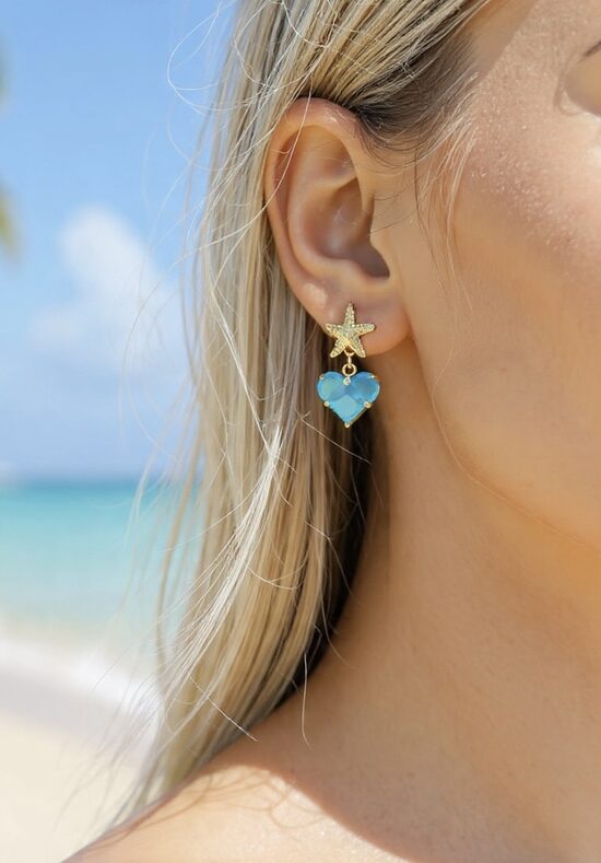 Auskari Jūras zvaigzne ar sirsniņām Juras zili