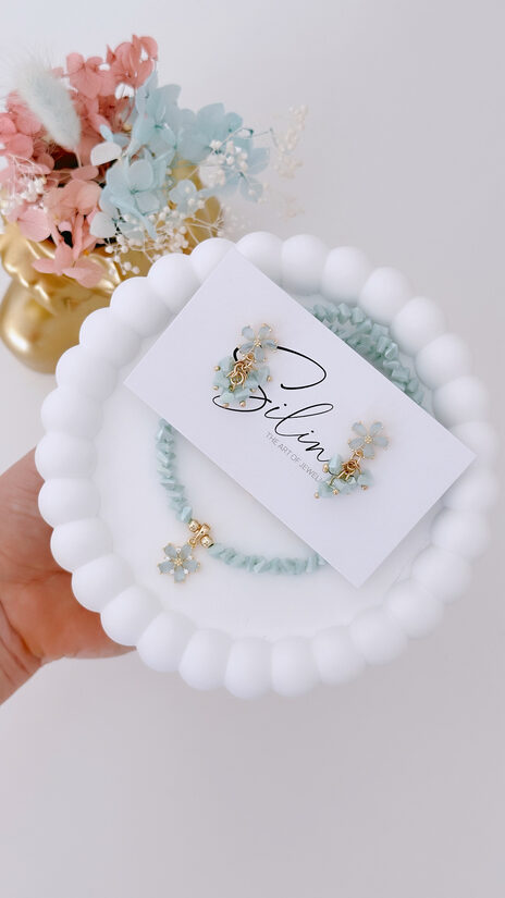 Komplekts Puķes kulonu Okeāna zilais