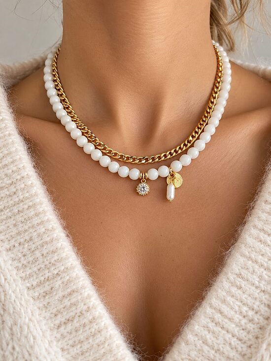 Dubultā Kaklarota  “Ivory Glow”  🤍✨