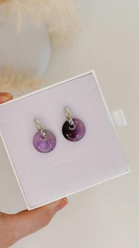 Auskari Ametista akmens riņķi (sudraba auskari)