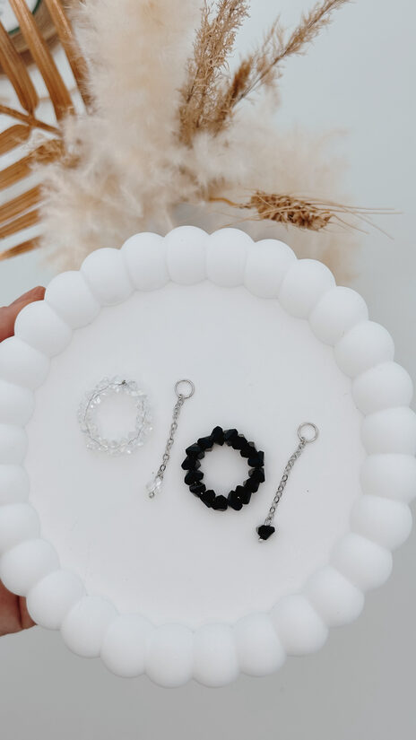 Stikla kristāliņu kuloni ar sudrabu