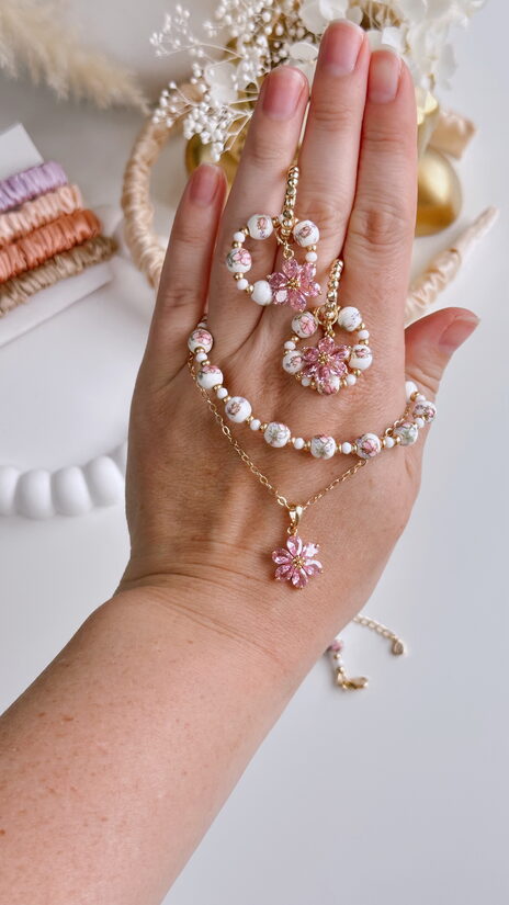 Keramikas porcelāna raksta komplekts Rozā