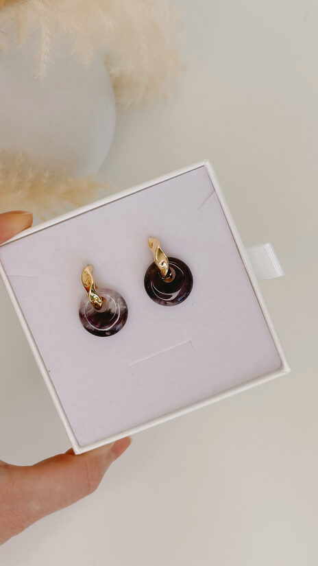 Auskari Ametista akmens riņķi (zelta auskari)