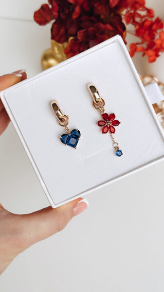 Auskari Sarkanā Puķe un Zilā Sirds