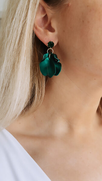 Tumši zaļi Ziedu lapu auskari