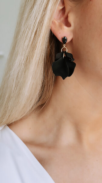 Melni Ziedu lapu auskari Mini