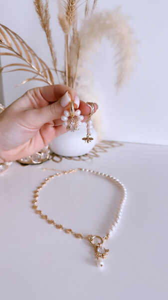 Dabīgo Saldūdens pērļu Vaboles auskari