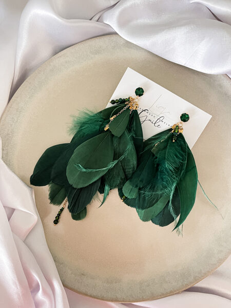 Emerald. Asimetriskie spalvu auskari