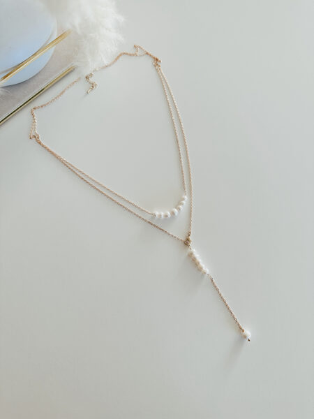 Dubultais ķēdīšu komplekts ar dabīgajam pērlēm