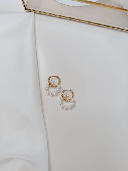 Dabīgo Saldūdens pērļu riņķu auskari Nr.3